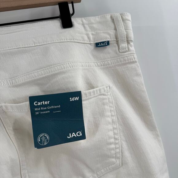 JAG Carter Jeans Size 16W NWT Midrise Girlfriend White Plus Curvy Cotton Stretch - Picture 10 of 16